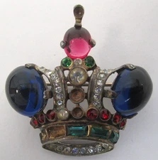 Vintage Alfred Philippe Sterling Silver Rhinestone Crown Pin Broad Crown Mark
