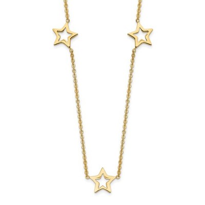 14k Gelbgold Stern Halskette 18'' mit 2 Zoll ext. Geschenk für Frauen 1,7gm