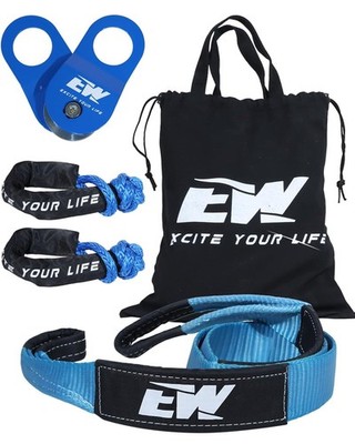 NIXFACE Offroad Recovery Kit |10-Ton Snatch 10 Ton ,3'' x8', 1/2''x 22'', Blue 