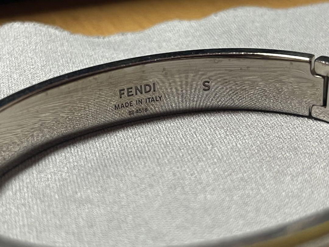 FENDI Forever Bracelet Bangle Gold-finish Metal White Enamel