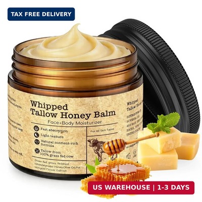 Beef Tallow Honey Balm for Sensitive Skin: 100% Natural Grass-Fed Vintage Tallow
