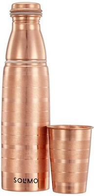 Copper Water Bottle 950ml with Glass Set 100% Copper Lining Ayurvedic Drink