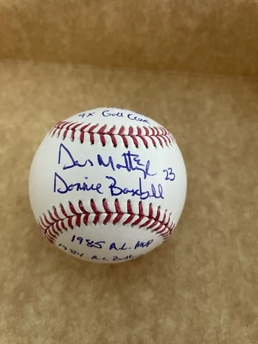 DON MATTINGLY SIGNED GAME BASEBALL NEW YORK YANKEES AUTO INSCRIPTIONS JSA COA