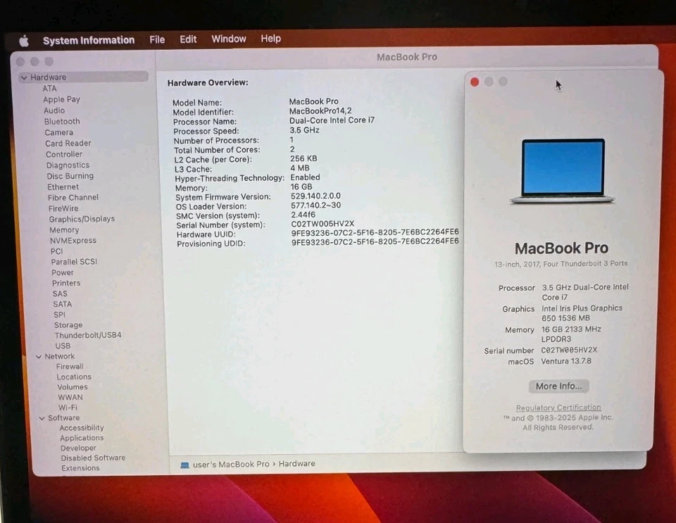 Apple MacBook Pro 13" 2017 · i7 · 16GB · 1TB, photo 4 of 5