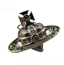 Vivienne Westwood MAN Diamante Heart Orb Single Stud Earring Purple  Gunmetal