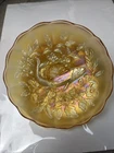Marigold Millersburg Carnival Glass Trout & Fly Ice Cream Bowl