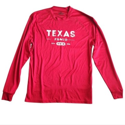 HEB Texas Proud Shirt Men's Large Red Threads Uniform Long Sleeve Performance