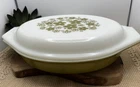 Vintage Pyrex Crazy Daisy Spring Blossom Green 1 QT Divided Casserole Dish Lid