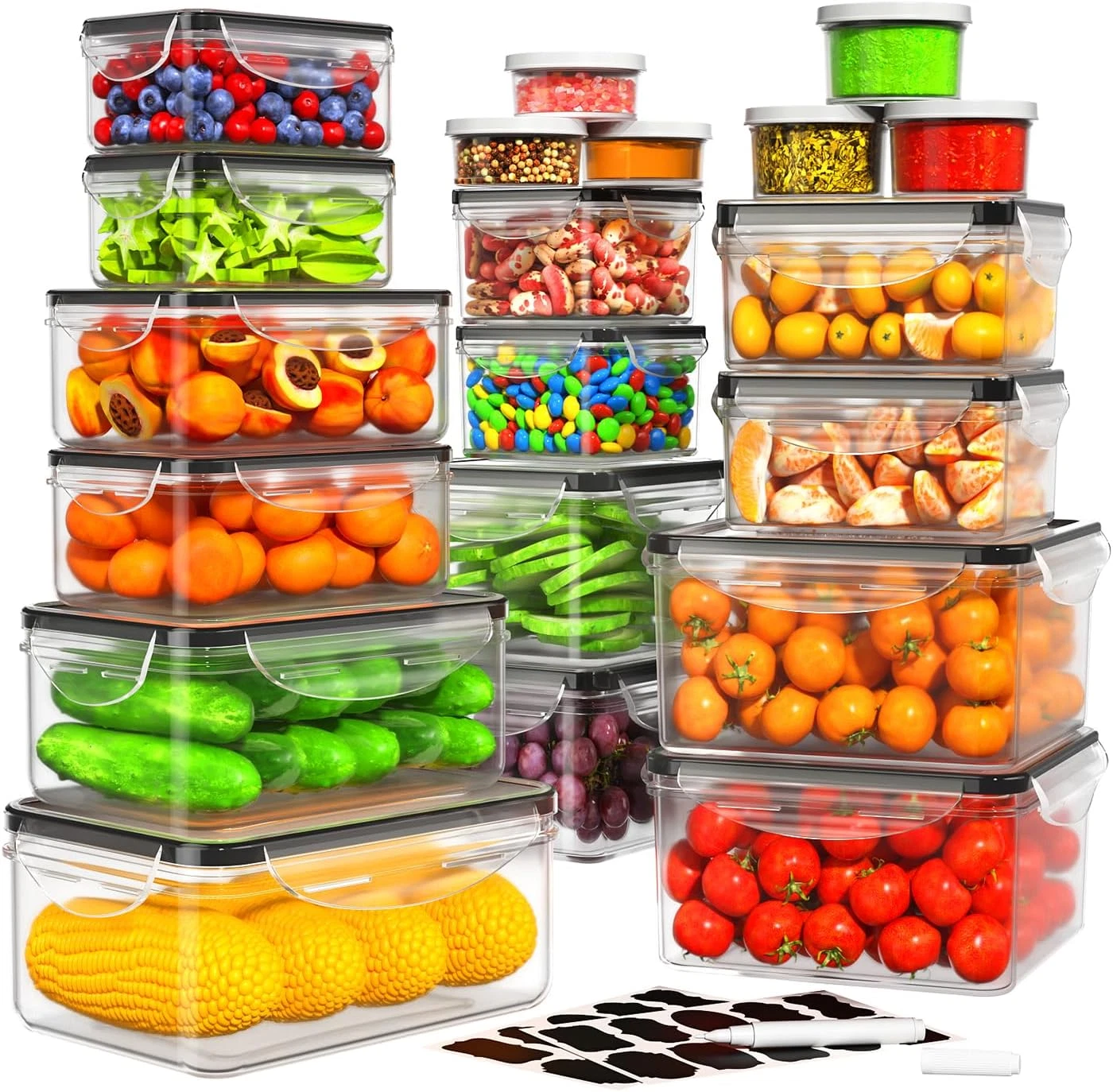40 PCS Storage Containers with Lids Airtight, 100% Leakproof Plastic Meal-Prep