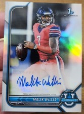 MALIK WILLIS 2021-22 BOWMAN UNIVERSITY 1ST CHROME RC REFRACTOR AUTO SSP