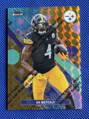 2025 Topps Finest DK Metcalf Gold Geometric Refractor #92 /50 Steelers SSP Peel
