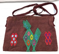 Guatemalan Woven Crossbody Bag Bird Embroidered Boho Folk Art Purse 18 in