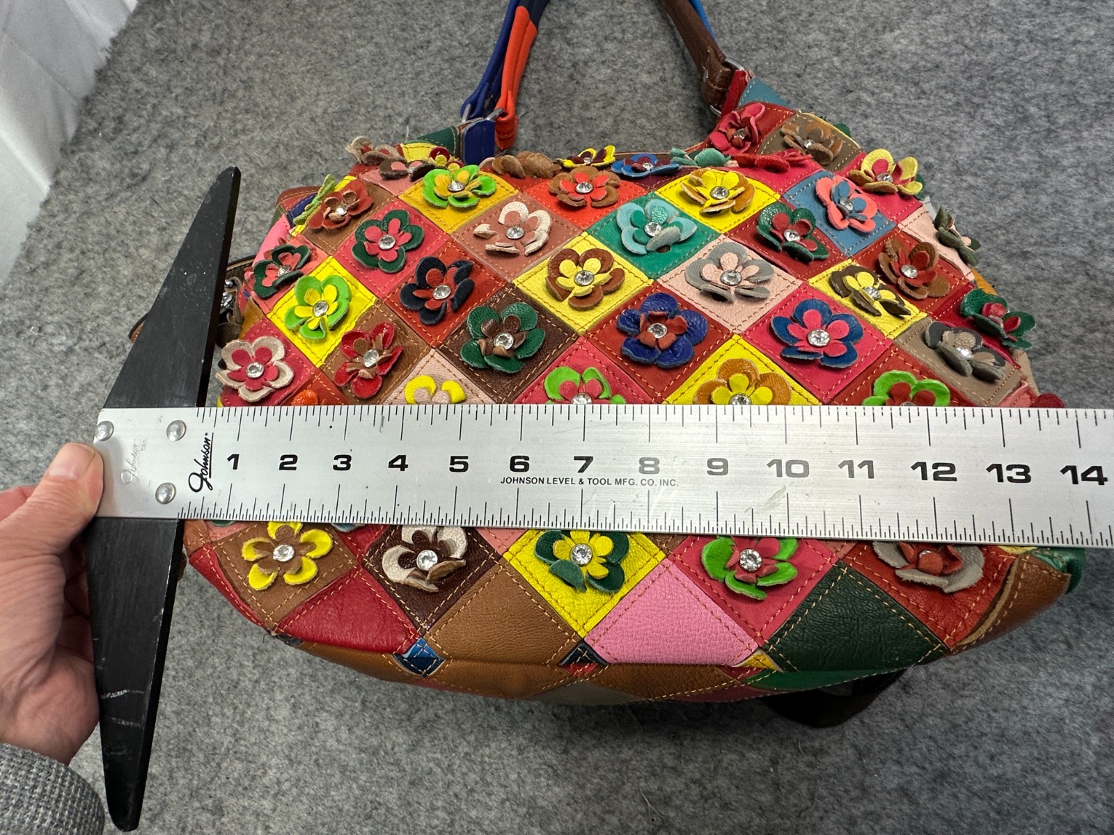 Ameri Leather Flower Patchwork Bag / Purse, Hobo … - image 6