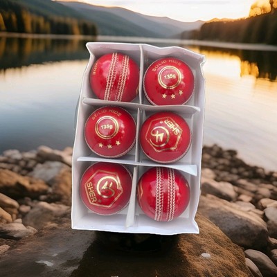 6 x rote JUNIOUR CRICKETBÄLLE GRADE 135g T20 oder 40 Overs Match 