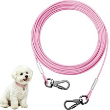 Dog Tie Out Cable - Chew Proof Steel Wire Lead - 360  Tangle Free Outdoor L