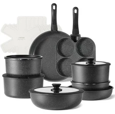 Carote 22pcs  Non Stick Cookware Set With Detachable Midnight Black