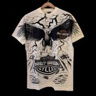 Vtg Harley Davidson T Shirt Single Stitch AOP Eagle RARE White Size L Reprint