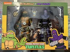 NECA Teenage Mutant Ninja Turtles MICHELANGELO VS FOOT SOLDIER 2-Pack SIGNED