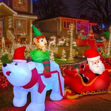 9.5Ft Christmas Inflatables Outdoors Decorations Santa Claus on Sleigh LEDs