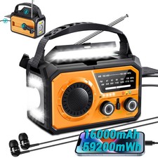 16000mAh/59200mWh Solar Crank Emergency Radio - Wireless NOAA AM/FM Weather R...