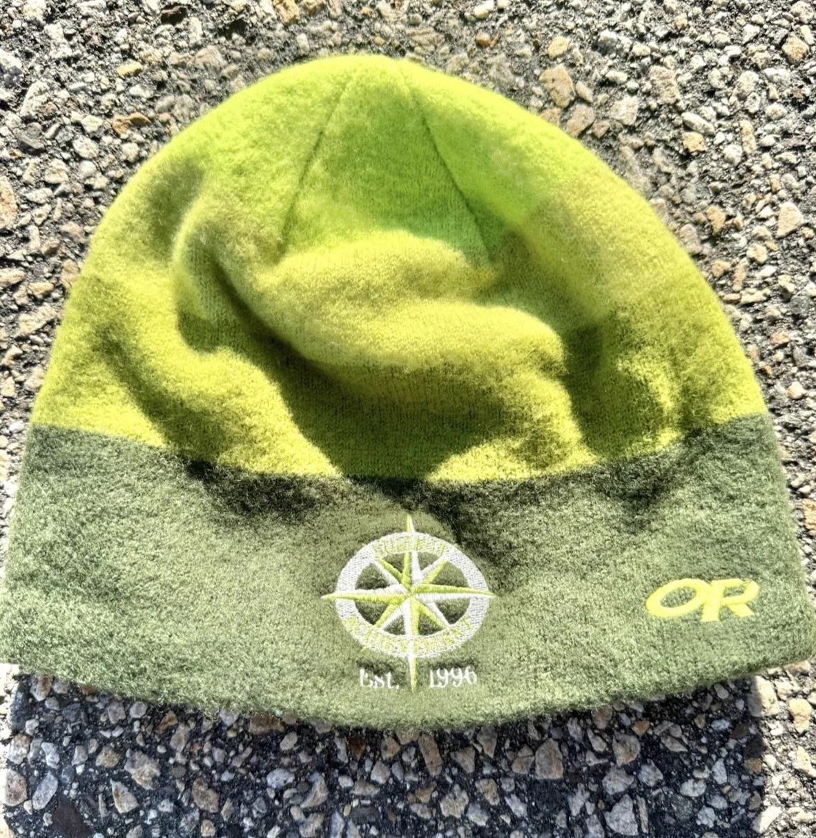 Outdoor Research OR Compass Rose Green Fleece Lined Wool Beanie Winter Hat
