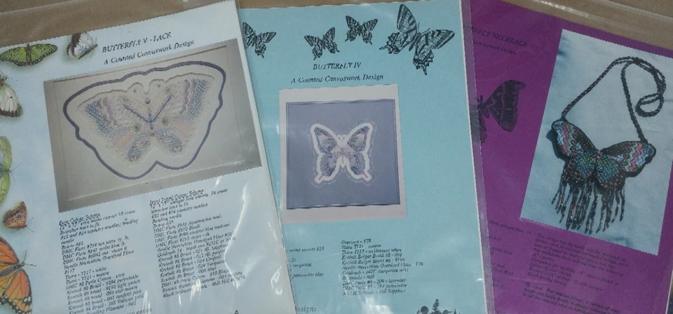 Butterfly Embroidery Patterns Lot of 4 Counted Canvas Work Designs - Image 4 of 4