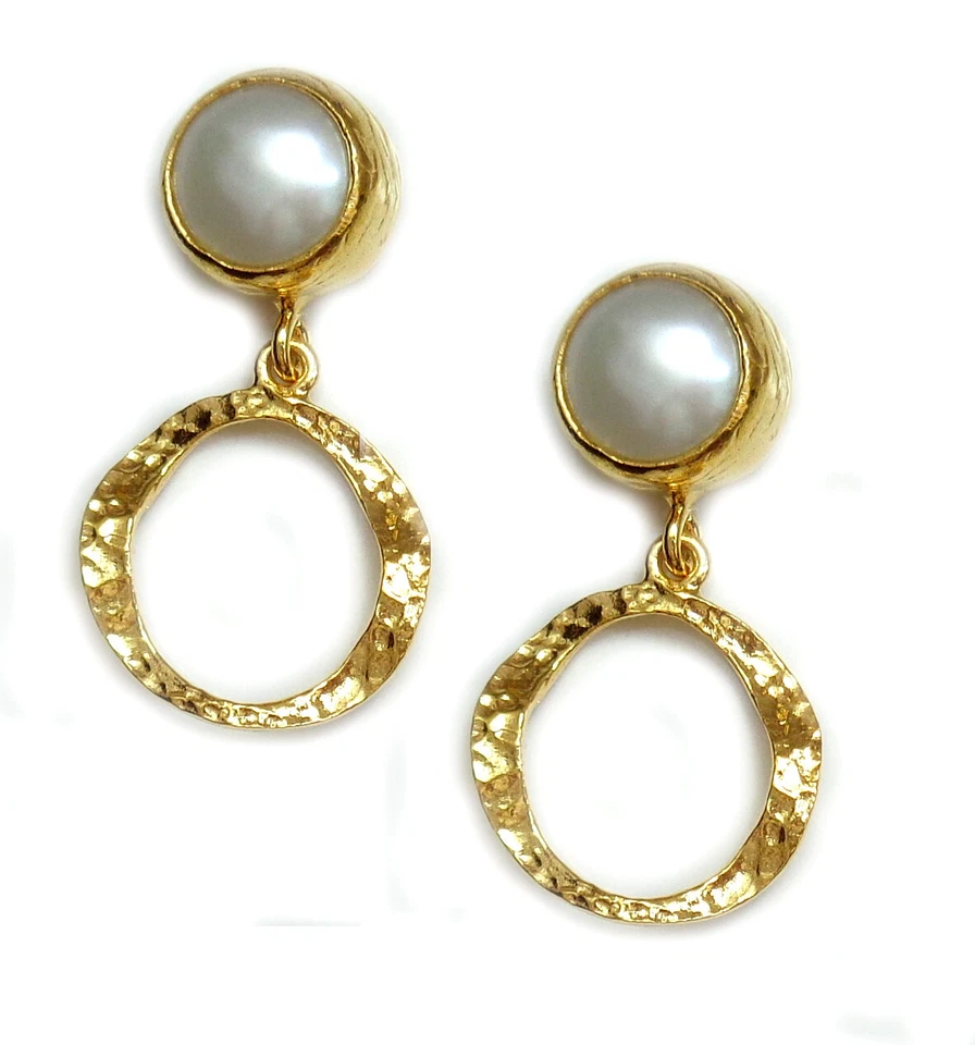 Ohrstecker Perle gesamt ca. 3 cm lang vergoldet inkl. Geschenkbox IFE642