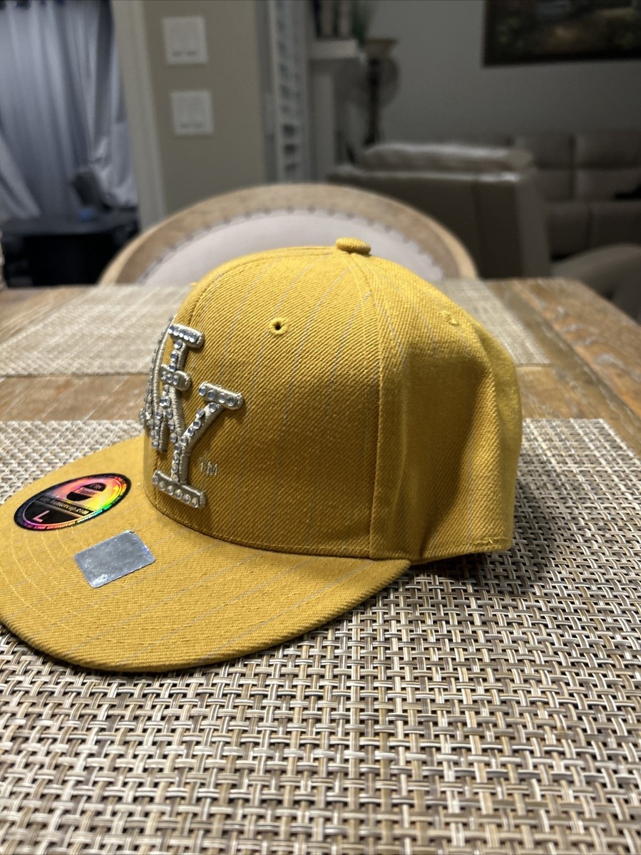 NY New York Bling Yellow Fitted Hat Size 7 1/2 City Hunter