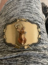 NB25105 VINTAGE 1978 DEER'S HEAD TROPHY BELT BUCKLE