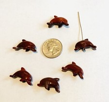 Hand Carved Poppy Jasper Dolphin Beads You Are buying Two Beads