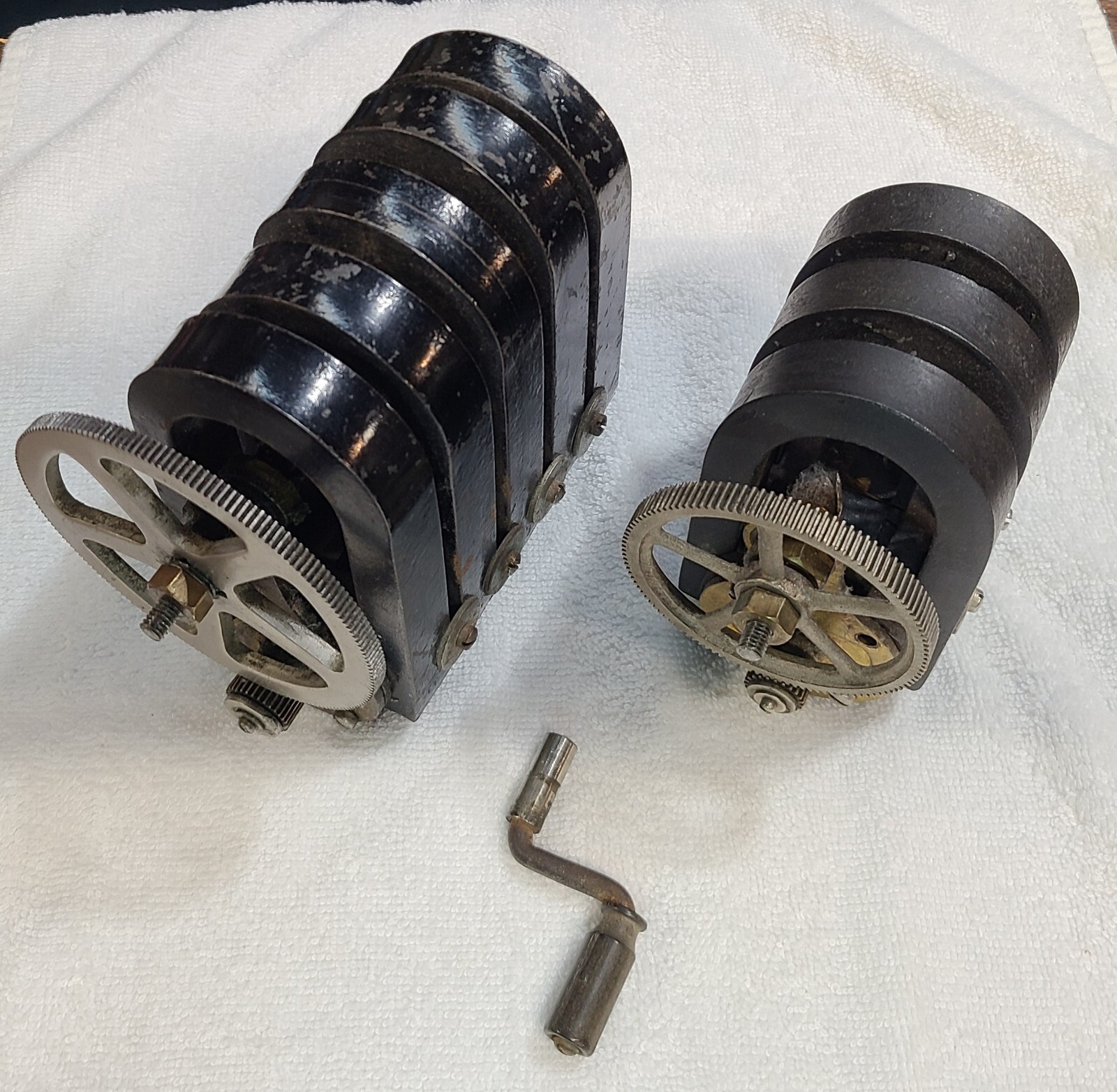 Two Western Electric Hand Crank Telephone Generator 3 Bar