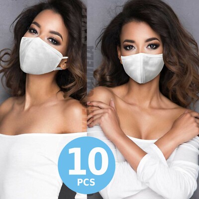 (10 Pack) Reusable Washable Soft Cotton Fashion Face Mask Premium Unisex (White)