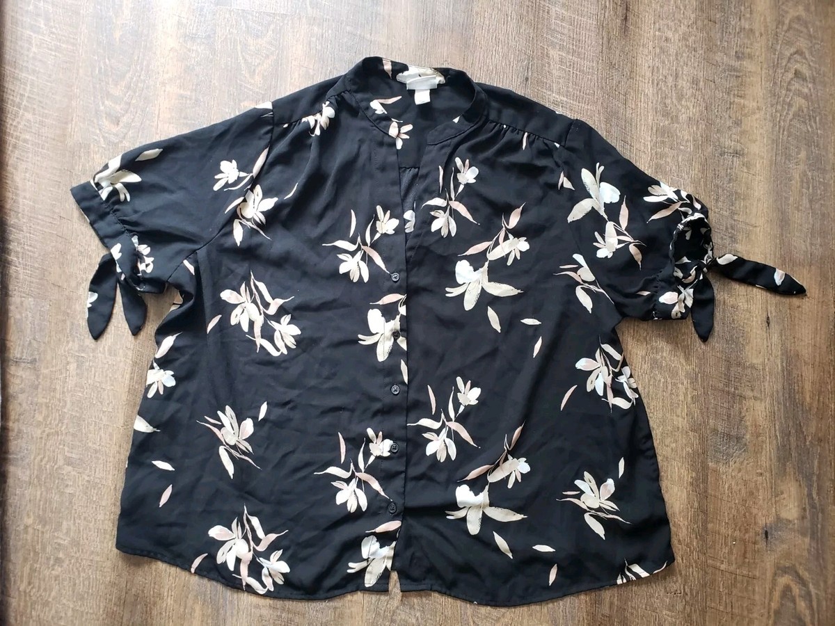 Womens 2X Ava & Viv Floral Blouse With Arm Ties | eBay