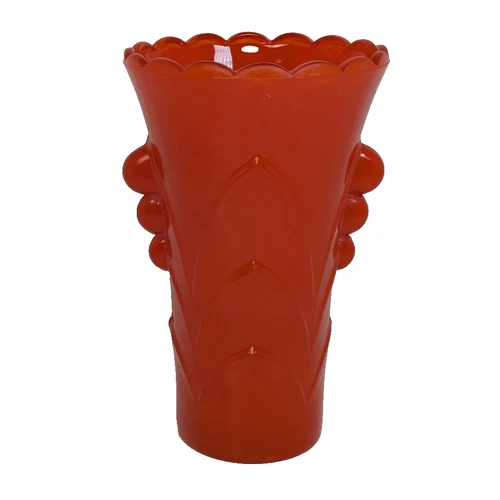 Anchor Hocking Fire King Vase Art Deco Orange Opaque 5.25" Retro Vintage