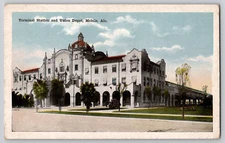 Terminal Train Railroad Station and Union Depot Mobile AL Alabama Postcard 1920s