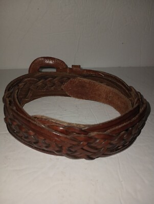 Braided Leather Belt 36 Made in Turkey Vintage Handmade High Quality Nordstrom Vintage Braided Leather Belt Made In Turkey Medium  main image 4