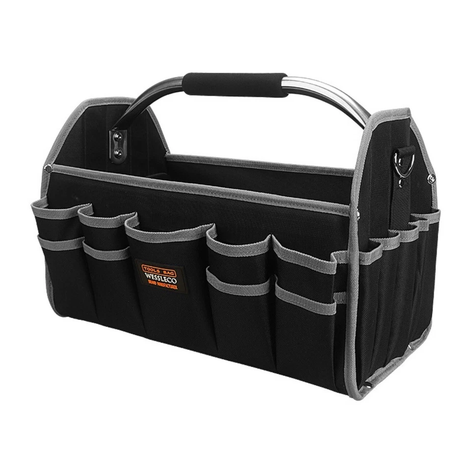 WESSLECO 16.2" Open Top Storage Tool Bag Carry Parts Organizer Heavy Duty Canvas