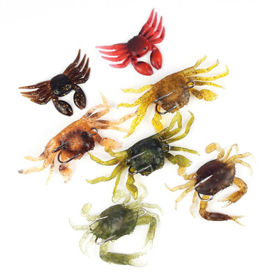 3/10St. GUMMI KRABBEN Crab Krebs Angel Meeres Spinn Bait Dorsch Norwegen Köder
