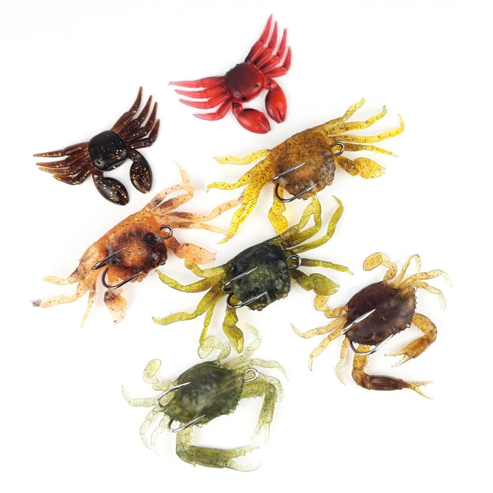 NOBRAND 3/10St. GUMMI KRABBEN Crab Krebs Angel Meeres Spinn Bait Dorsch Norwegen Köder