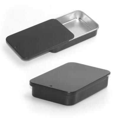 6 Pack Metal Rectangular Sliding Lid Tin Boxes Black Containers Black