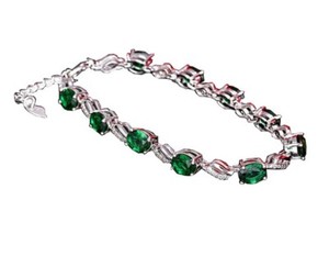 Authentic White Gold Plated 8" Oval CZ Accent Infinity Bracelet Box G16