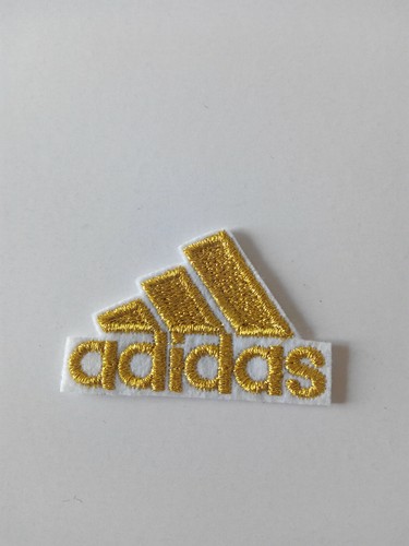 Parche bordado para coser Pegar Adidas 4,5/3,5 cm , oro , adorno ropa | eBay