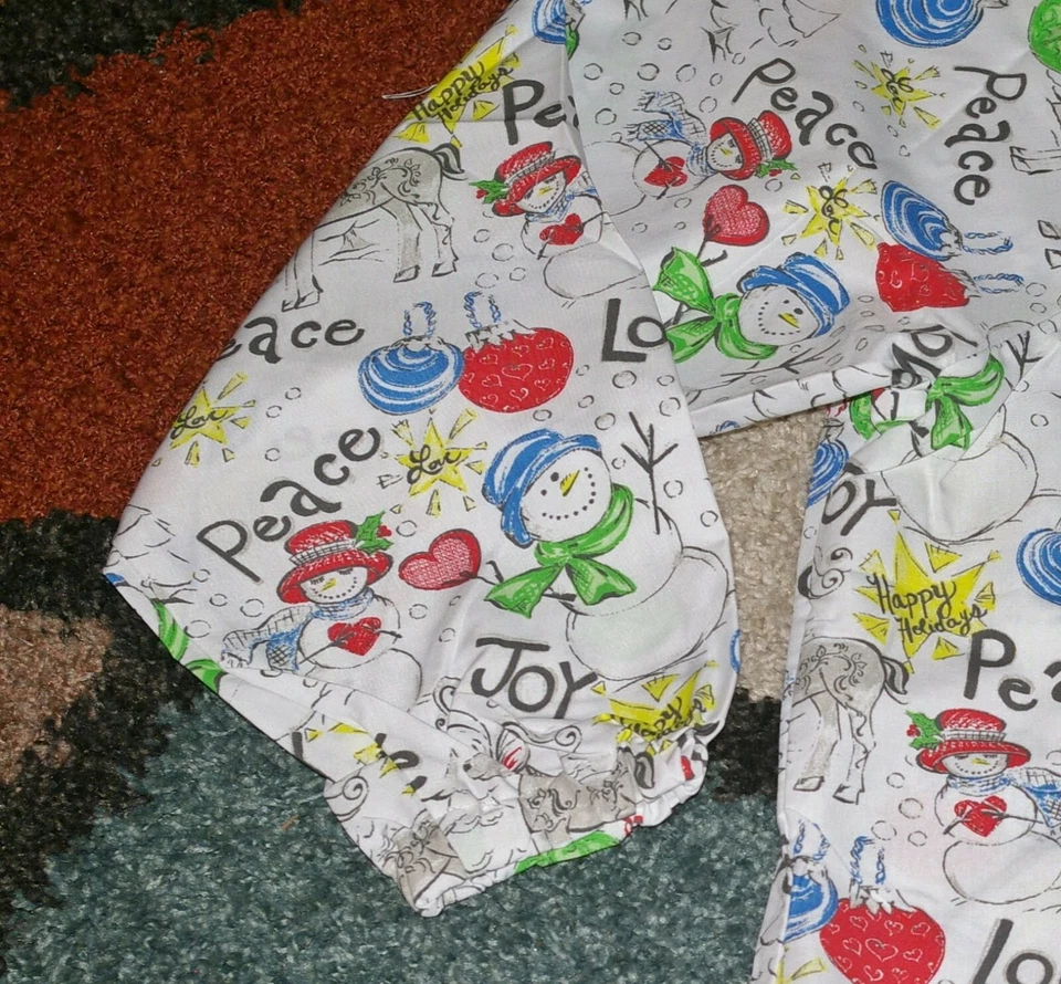 White Swan Christmas Warm up Jacket Bottom Pockets Joy Peace Love Print Sz 3X - Image 3 of 4