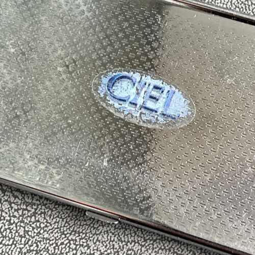 Vintage Business Card Holder With Summer Time At The Beach Design Silver Metal - Picture 2 of 10
