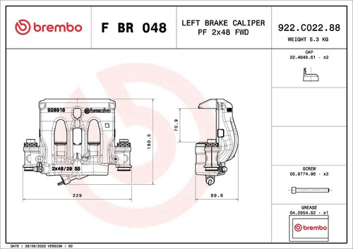 Fits Mercedes Vito 2014- 1.5 CDi 1.6 2.1 Brake Caliper Front Left Brembo - Picture 3 of 4