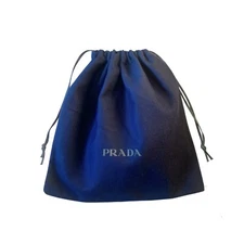 Prada Dust Bag Cover Drawstring Navy Blue Velour Fabric Medium 11.75x11.5 New