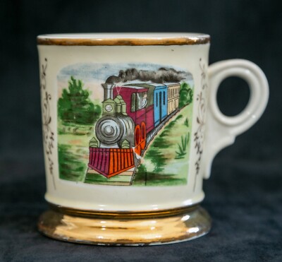 EG Zug Lokomotive Eisenbahn Friseur Beruf Rasierbecher Gold 1212