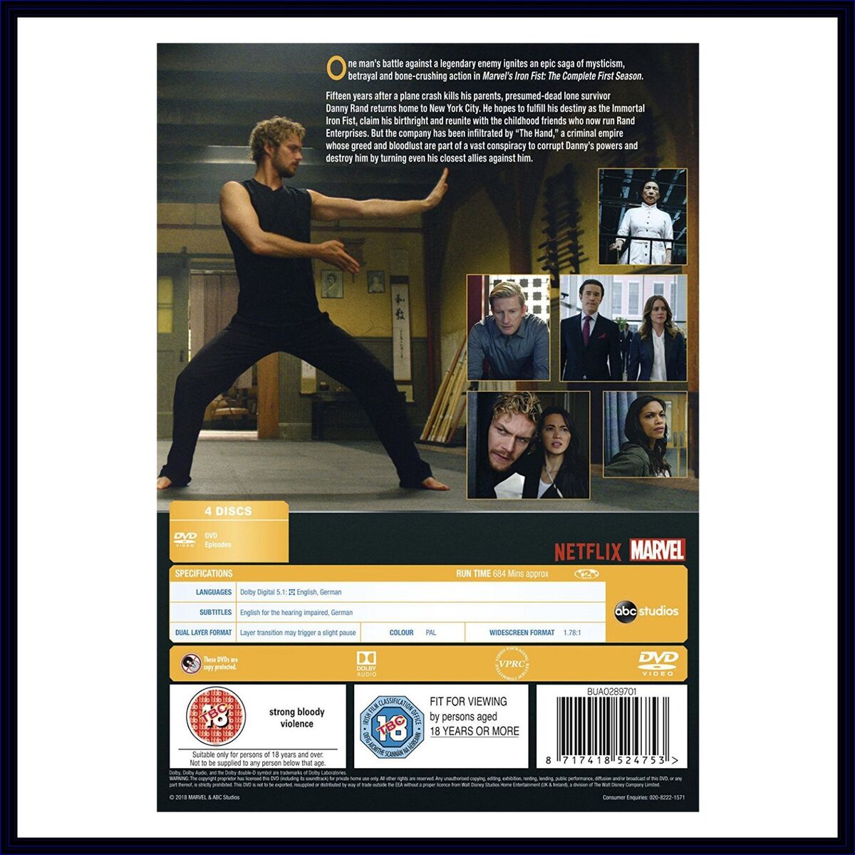 IRON FIST - MARVELS IRON FIST SEASON 1 - COMPLETE FIRST SERIES **BRAND NEW  DVD