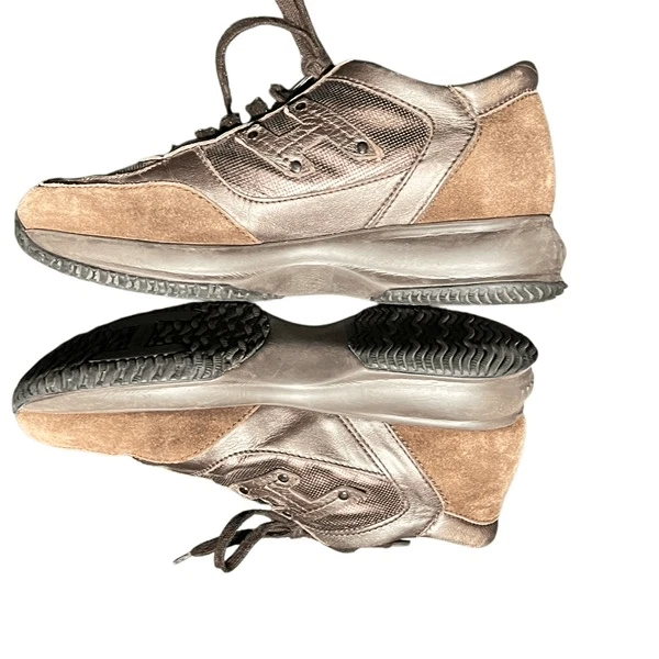 Hogan Brown Suede Metallic Sneakers Size 37.5 Made in Italy - Image 2 of 4