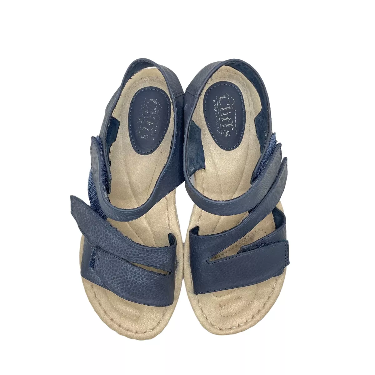 Navy low wedge clearance sandals
